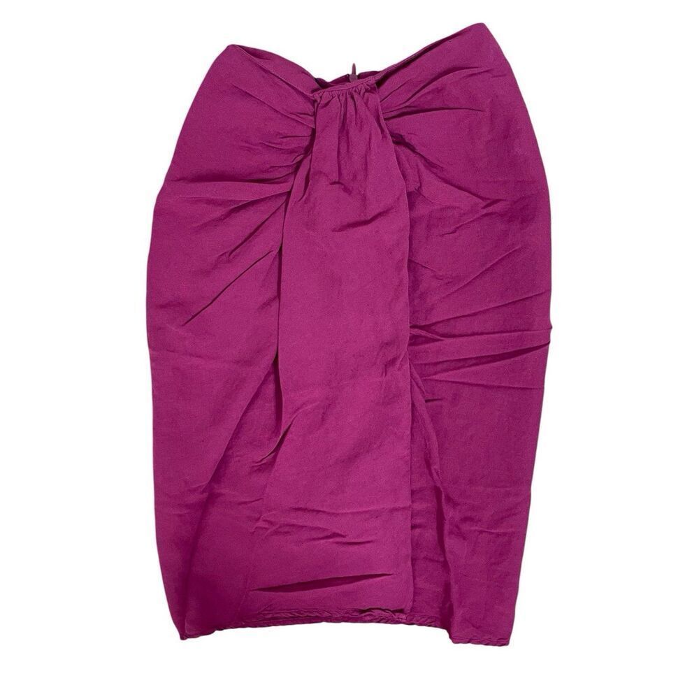 Zara Fuchsia Bow Front Midi Skirt XS Pink Statement Pencil Skirt